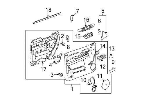 2012 Cadillac Escalade EXT Interior Trim - Front Door Diagram