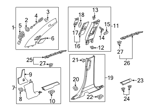 2014 GMC Terrain Upper Center Pillar Trim Retainer Nut, Inner Diagram for 11610729