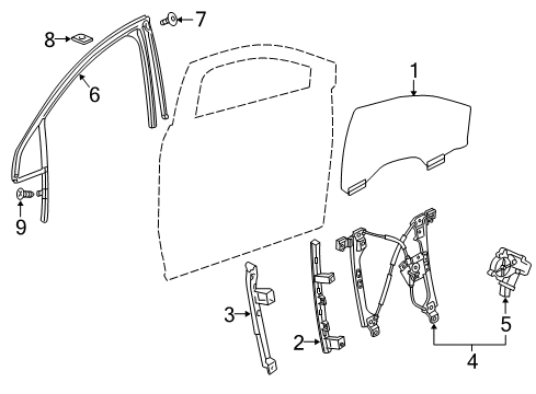 2022 Buick Enclave Front Door Glass & Hardware Diagram