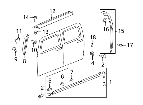2010 Hummer H3T Exterior Trim - Cab Diagram