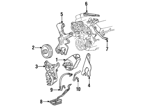1995 Chevy C2500 Suburban Alternator Bracket Diagram for 10187611