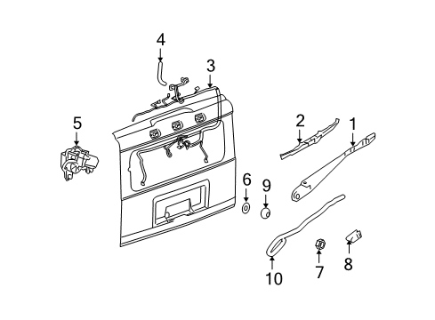 2006 Hummer H2 Rear Wiper Components Diagram
