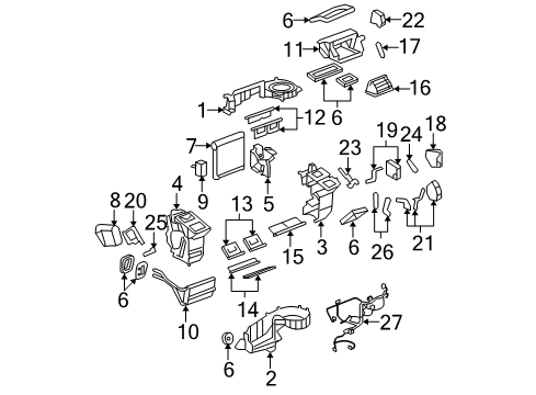 2011 Cadillac DTS A/C Evaporator & Heater Components Diagram