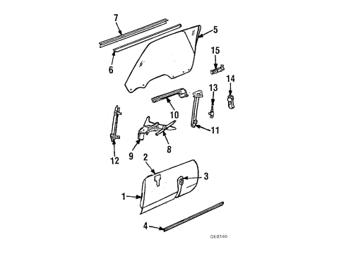 1985 GMC Caballero Door & Components, Glass & Hardware, Lock & Hardware Diagram