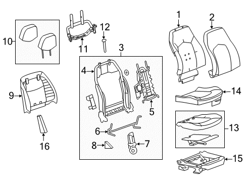 2014 Cadillac CTS Passenger Seat Components Diagram 5 - Thumbnail