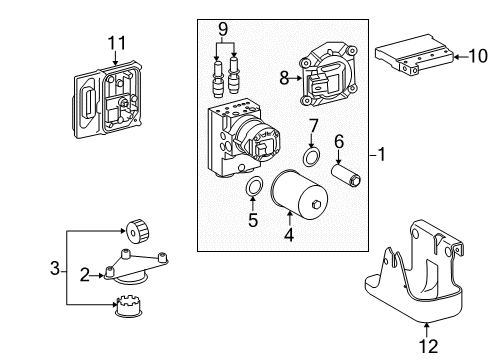 2012 Cadillac Escalade ABS Components Diagram