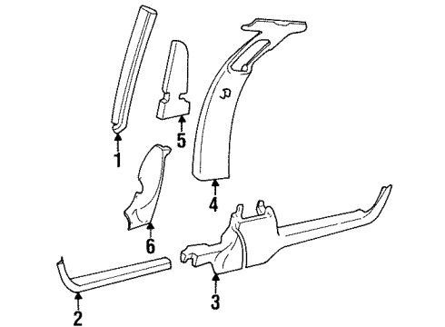 1997 Cadillac DeVille Windshield Pillar Trim, Black, Driver Side Diagram for 3540252