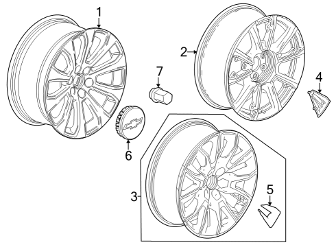 2022 Chevy Silverado 1500 LTD Center Cap, Gold Diagram for 85002881
