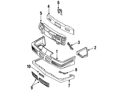 1989 Pontiac Grand Prix Bumper Cover Diagram for 12504746