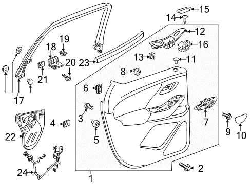 2023 Chevy Traverse Interior Trim - Rear Door Diagram