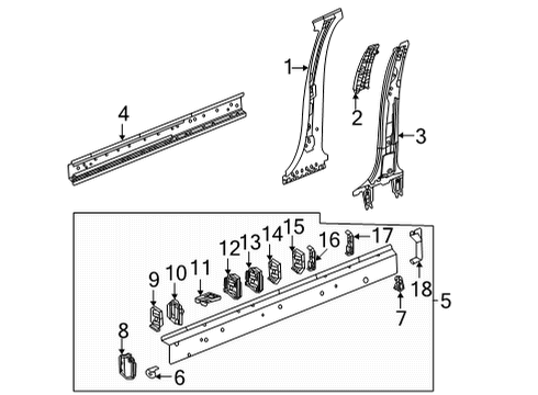 2022 GMC Yukon Center Pillar & Rocker Diagram