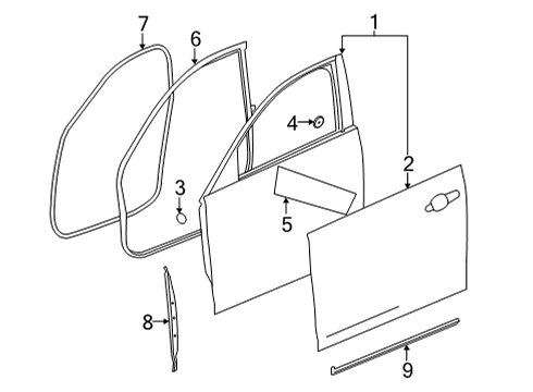 2023 Cadillac CT4 Front Weatherstrip, Driver Side Diagram for 84269330