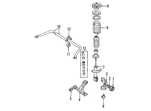 2004 Pontiac Sunfire Front Suspension, Control Arm, Stabilizer Bar Diagram 3 - Thumbnail