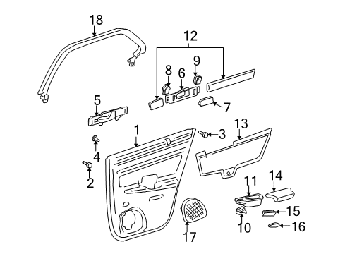 2003 Cadillac Seville Interior Trim - Rear Door Diagram