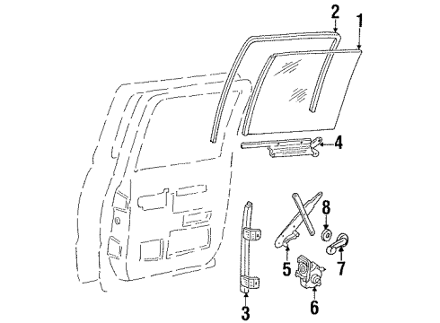 1994 GMC C3500 Rear Door - Glass & Hardware Diagram