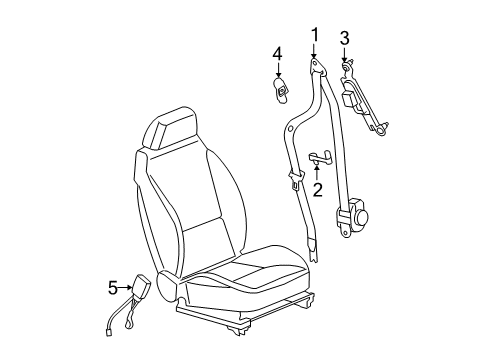 2010 Chevy Malibu Lap & Shoulder Belt, Passenger Side Diagram for 19210621