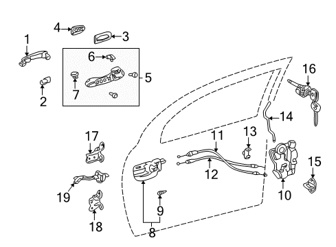 2004 Pontiac Vibe Front Door - Lock & Hardware Diagram