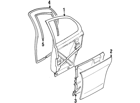 1998 Saturn SL1 Door Weatherstrip, Rear Driver Side Diagram for 21171281