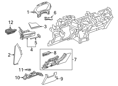 2022 Cadillac XT4 Cluster & Switches, Instrument Panel Diagram
