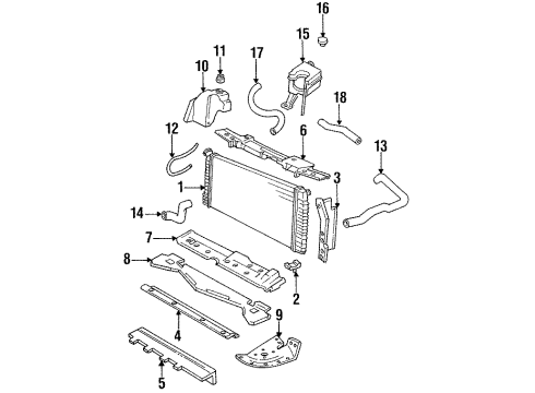 1998 Cadillac DeVille Radiator & Components Diagram