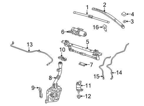 2017 Chevy Equinox Windshield - Wiper & Washer Components Diagram