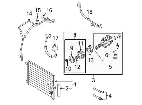 2010 Chevy Aveo5 A/C Condenser, Compressor & Lines Diagram