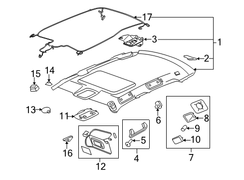 2006 Buick Lucerne Interior Trim - Roof Diagram
