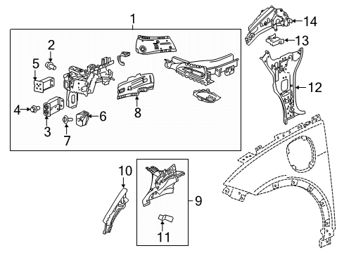 2017 Chevy Bolt EV Upper Rail, Front Driver Side Diagram for 42691524