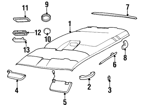 1999 GMC Yukon Interior Trim - Roof Diagram
