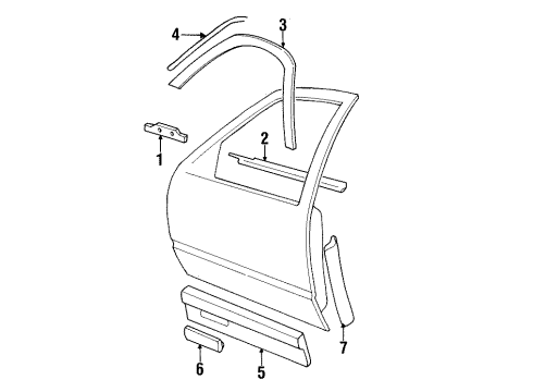 1998 Cadillac DeVille Exterior Trim - Front Door Diagram