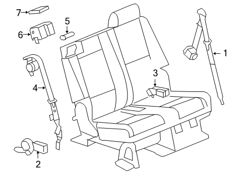 2012 GMC Yukon Rear Seat Belts Diagram 4 - Thumbnail