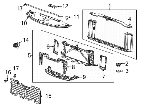 2017 GMC Yukon XL Radiator Shutter Assembly, Front Diagram for 84378163