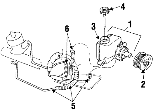 1999 Oldsmobile Intrigue P/S Pump & Hoses, Steering Gear & Linkage Diagram 4 - Thumbnail