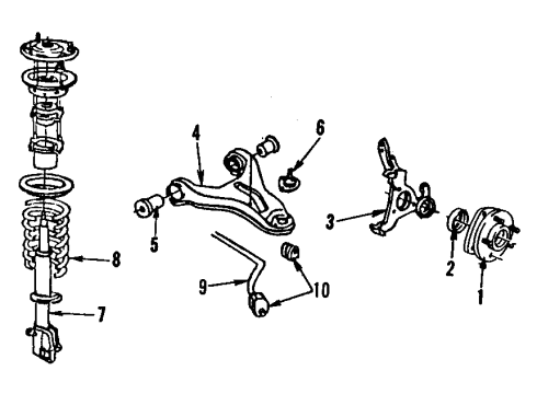 1984 Oldsmobile Omega Front Suspension Components, Lower Control Arm, Stabilizer Bar Diagram