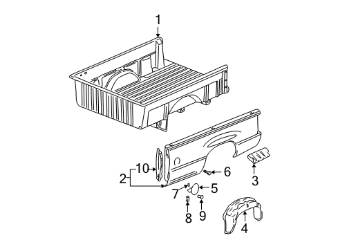 2002 Chevy Silverado 1500 Pickup Box Assembly, Front & Side Panels, Floor Diagram 3 - Thumbnail