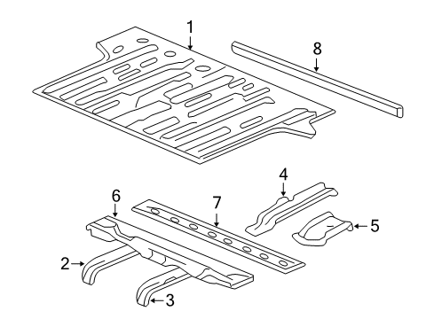 2012 Cadillac Escalade Rear Body - Floor & Rails Diagram