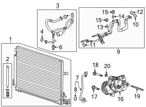 2018 Cadillac ATS A/C Condenser, Compressor & Lines Diagram