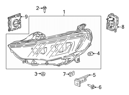 2019 Buick Regal Sportback Headlamp Assembly, Driver Side Diagram for 39217215