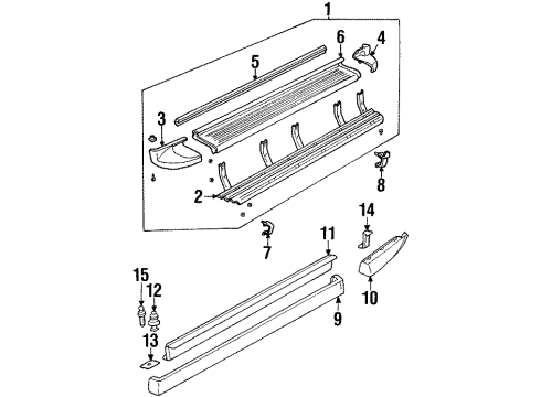 1999 GMC Yukon Exterior Trim - Pillars, Rocker & Floor Diagram