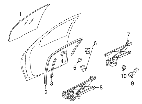 1999 Pontiac Sunfire Front Door - Glass & Hardware Diagram