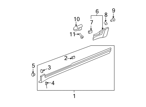 2012 GMC Acadia Exterior Trim - Pillars, Rocker & Floor Diagram