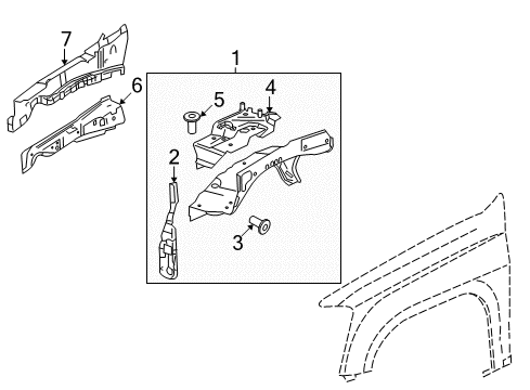 2012 GMC Canyon Inner Components - Fender Diagram