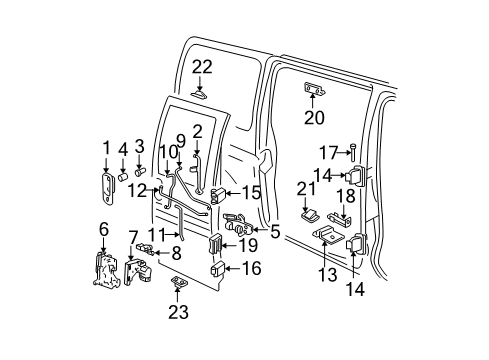 2004 Chevy Express 1500 Lock, Driver Side Diagram for 22811076
