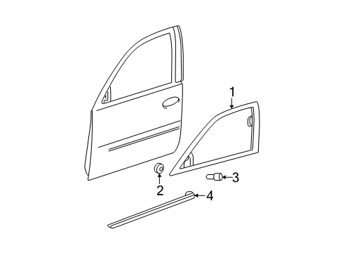 2011 Cadillac DTS Exterior Trim - Front Door Diagram