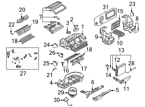 2003 Chevy Venture A/C Evaporator & Heater Components Diagram