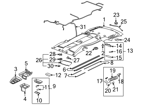 2008 Chevy Uplander Interior Trim - Roof Diagram