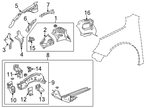 2015 Chevy Malibu Structural Components & Rails Diagram