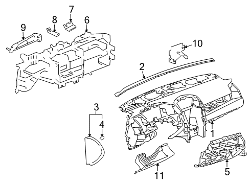 2008 Cadillac SRX Cluster & Switches, Instrument Panel Diagram 1 - Thumbnail