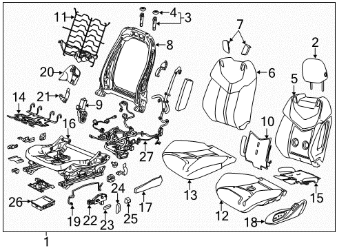 2017 Chevy SS Driver Seat Components Diagram