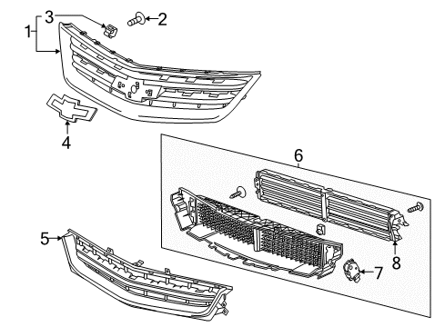 2020 Chevy Impala Grille & Components Diagram